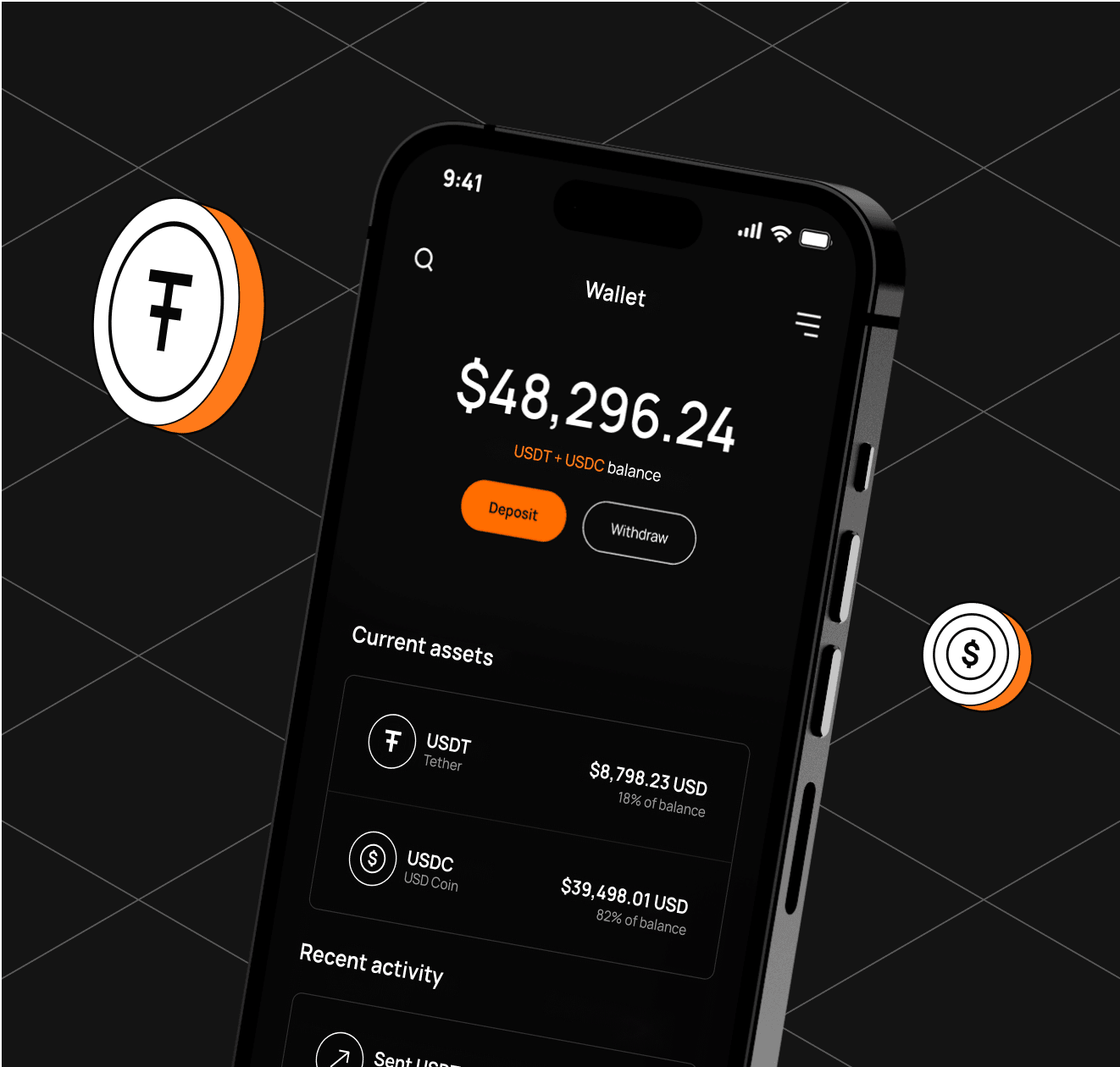 Illustration of the Dbanq wallet on a phone
