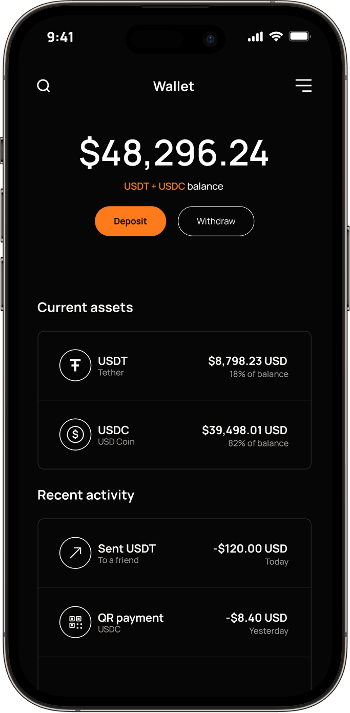 Illustration of the Dbanq wallet on a phone